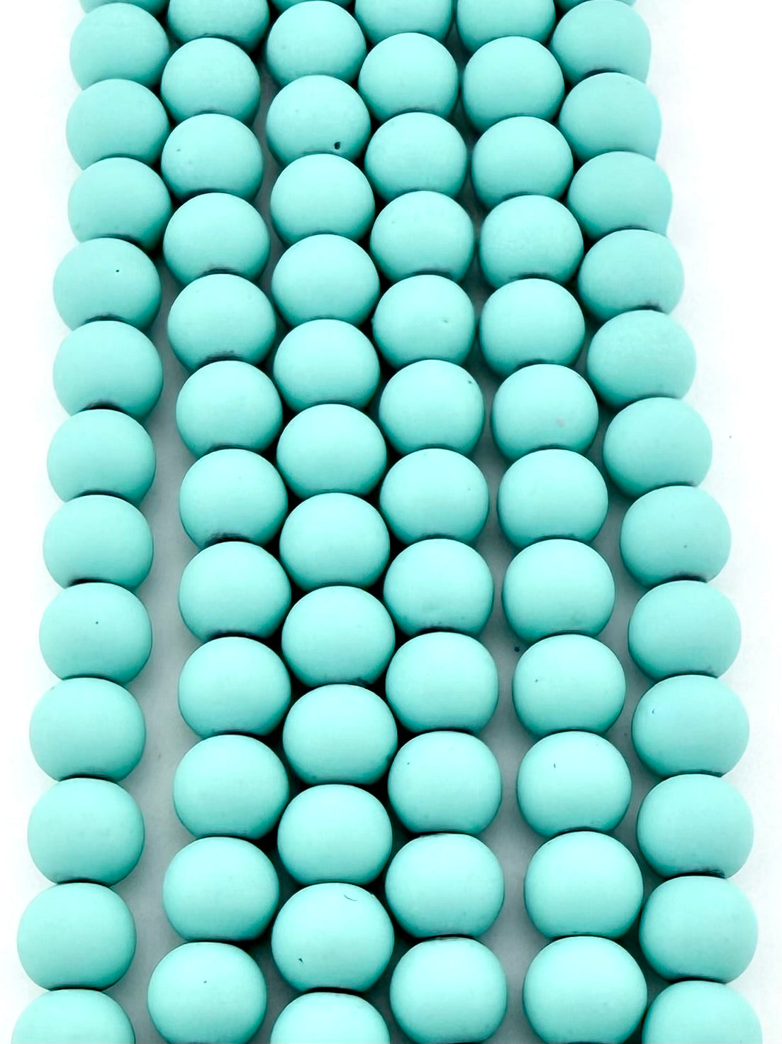 8mm Round Hematite Matte Coat Turquoise