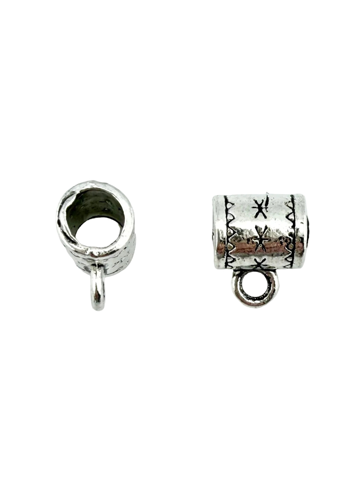 8x10mm Barrell Hanger Spacer Bead Rhodium