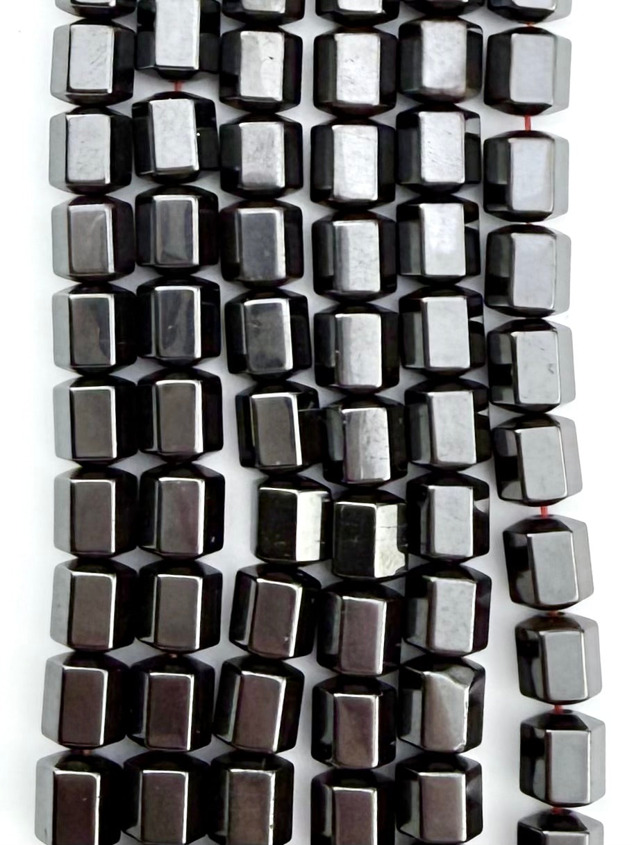 6.5x7.5mm Hematite Faceted Column Beads