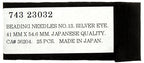 Beading Needle No.13 Silver Eye .41x54.6mm