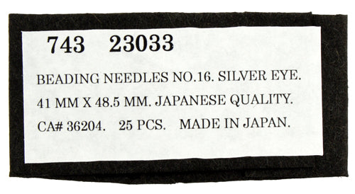 Beading Needle No.16 Silver Eye .41x48.5mm