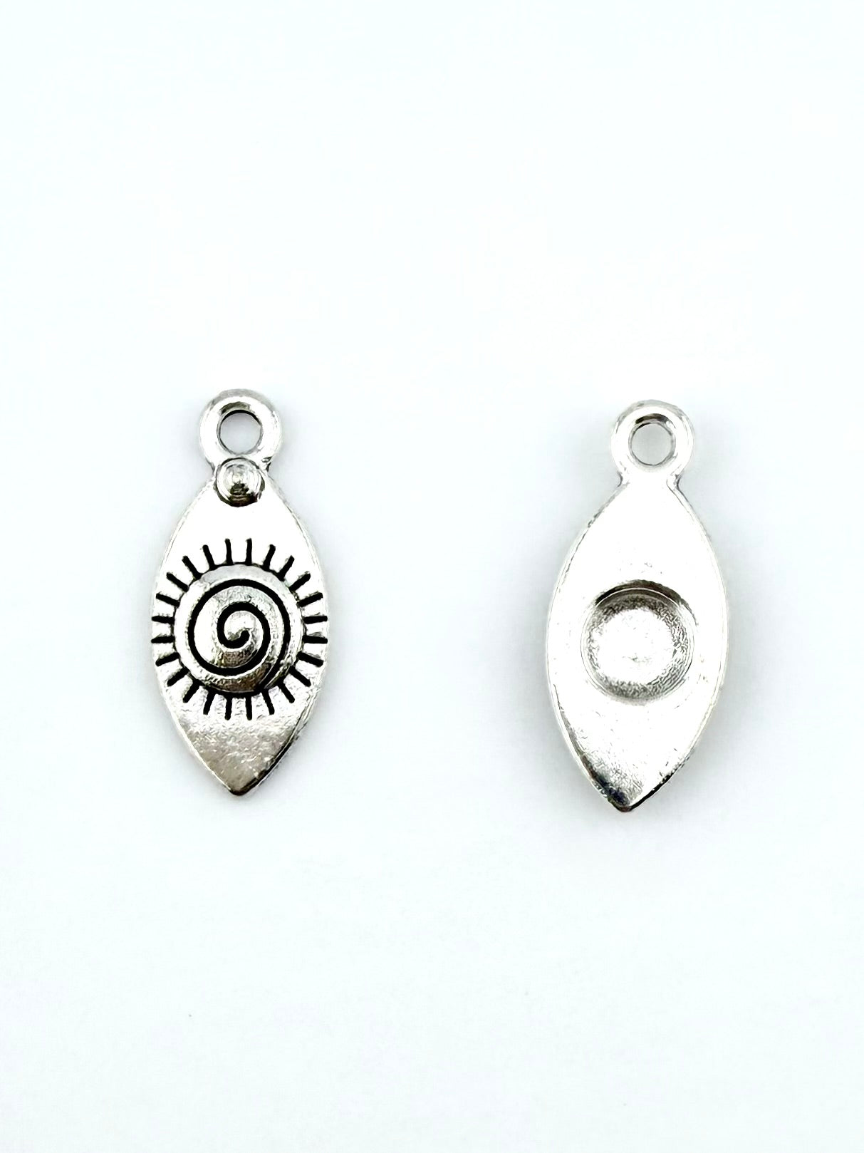 21mm Spiral Sun Charm Rhodium