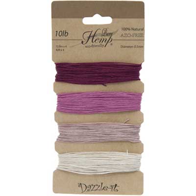 Hemp 100% Natural 0.5mm 10lb 4x41.9ft Shades of Ruby