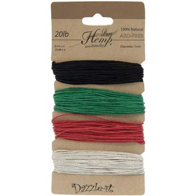 Hemp 100% Natural 1mm 20lb 4x29.9ft Basic Colours