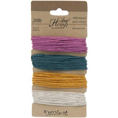 Hemp 100% Natural 1mm 20lb 4x29.9ft Spring Colours
