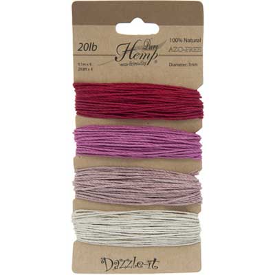 Hemp 100% Natural 1mm 20lb 4x29.9ft Shades of Ruby