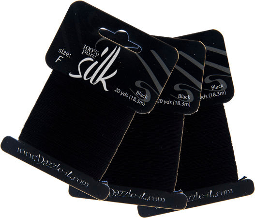 Dazzle-It Silk Bead Thread F (10.9lbs) Black 20yds