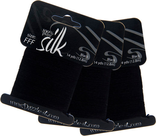 Dazzle-It Silk Bead Thread FFF (15lbs) Black 14yds