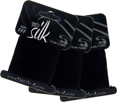 Dazzle-It Silk Bead Thread FFF (15lbs) Black 14yds