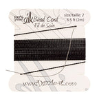 Dazzle-It 100% Silk Bead Cord w/Needle 2m #2(0.45mm) Black