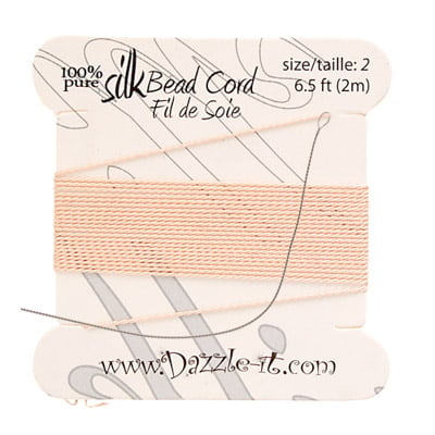 Dazzle-It 100% Silk Bead Cord w/Needle 2m #2(0.45mm) Lt.Pink
