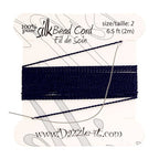 Dazzle-It 100% Silk Bead Cord w/Needle 2m #2(0.45mm) Navy