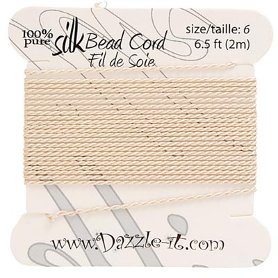 Dazzle-It Silk Bead Thread w/ Needle 2m Beige 0.70mm