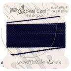 Dazzle-It 100% Silk Bead Cord w/Needle 2m #8(0.80mm) Navy