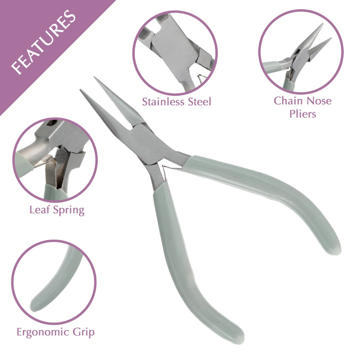 Dazzle-It Classic Slim 4.75in Chain Nose Pliers