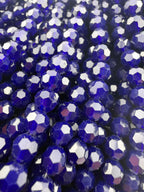 6mm Glass Faceted Round Beads Transparent Navy Blue