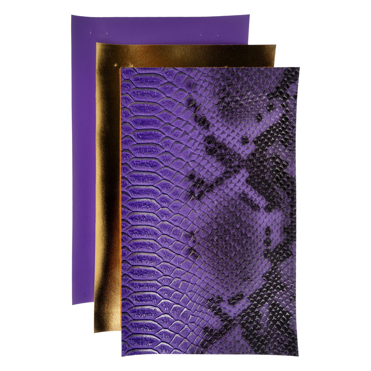 PrettyBack Faux Leather Sheet 5x8in Animal Print/Purple/Gold 3pcs