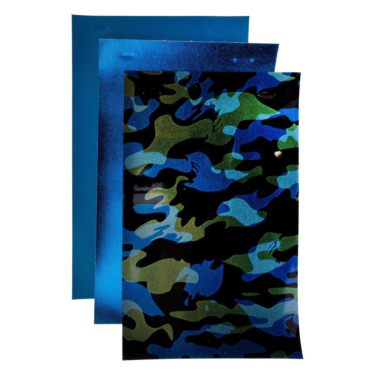 PrettyBack Faux Leather Sheet 5x8in Animal Print/Dark Blue/Bright Blue 3pcs
