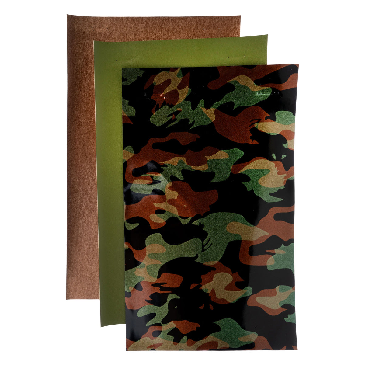 PrettyBack Faux Leather Sheet 5x8in Animal Print/Dark Green/Brown 3pcs