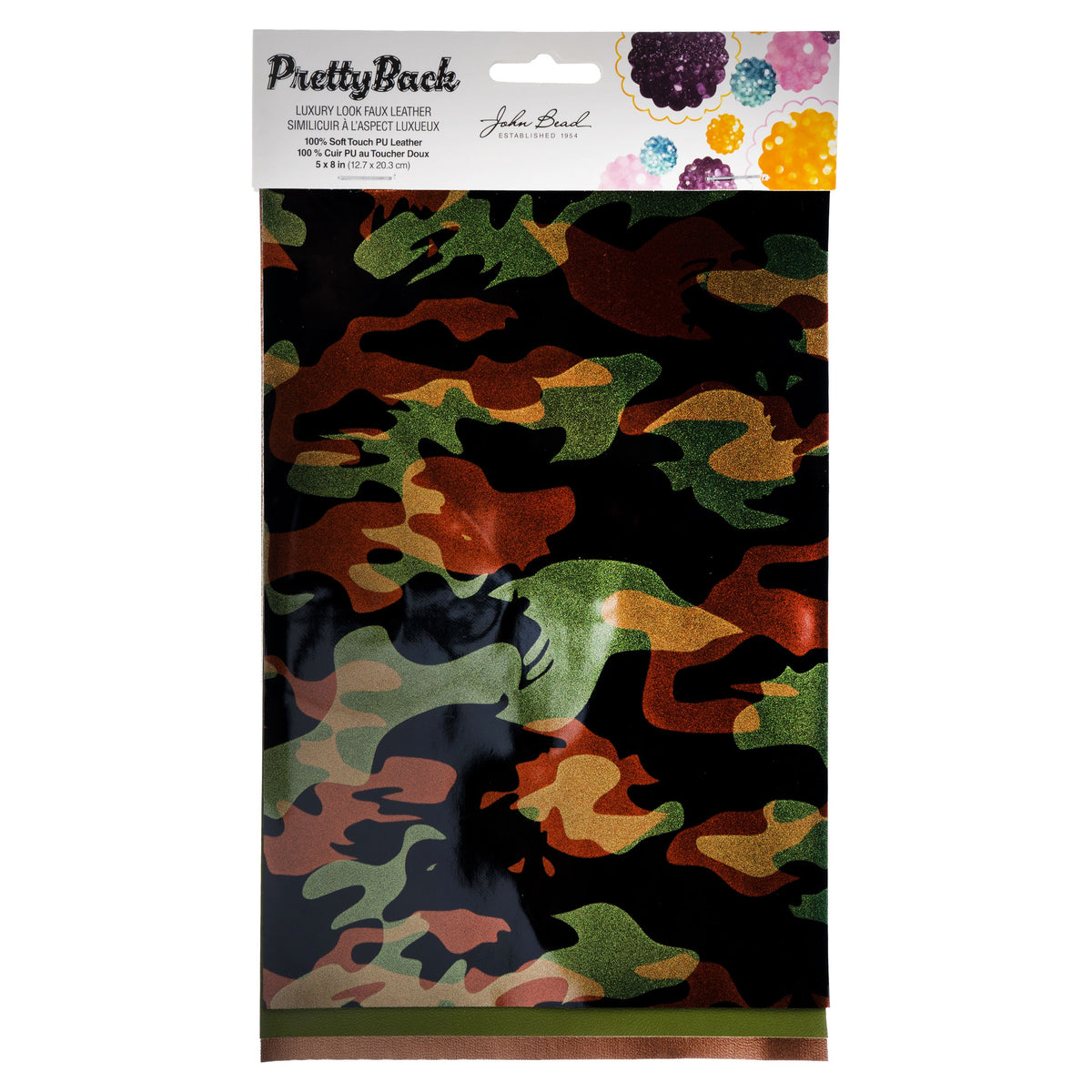 PrettyBack Faux Leather Sheet 5x8in Animal Print/Dark Green/Brown 3pcs