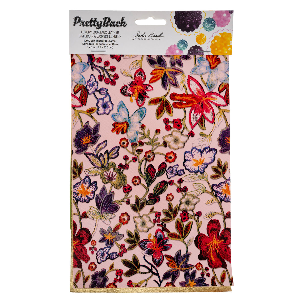 PrettyBack Faux Leather Sheet 5x8in Floral/Green/Gold 3pcs