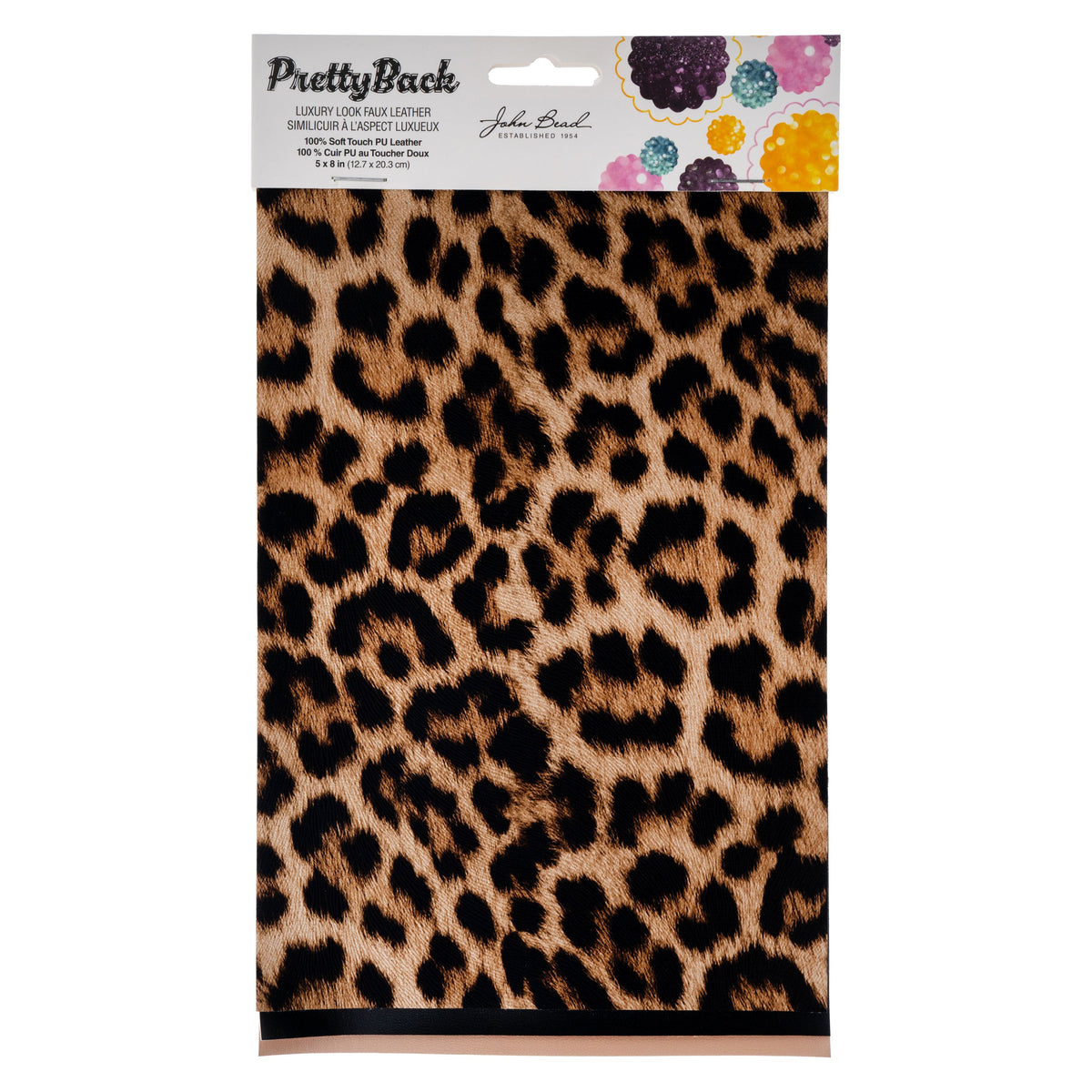 PrettyBack Faux Leather Sheet 5x8in Animal Print/Light Brown/Black 3pcs