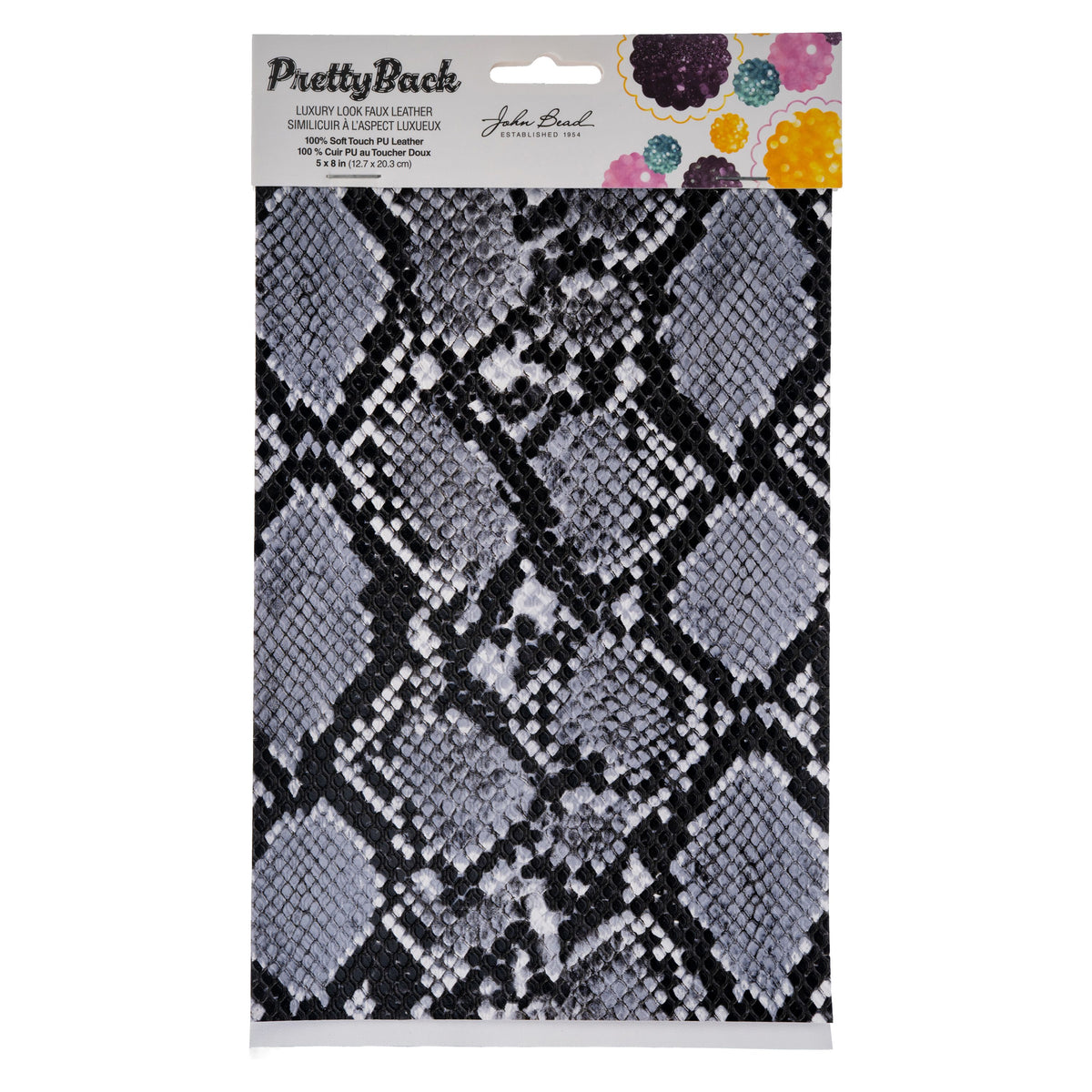 PrettyBack Faux Leather Sheet 5x8in Animal Print/Grey/White 3pcs