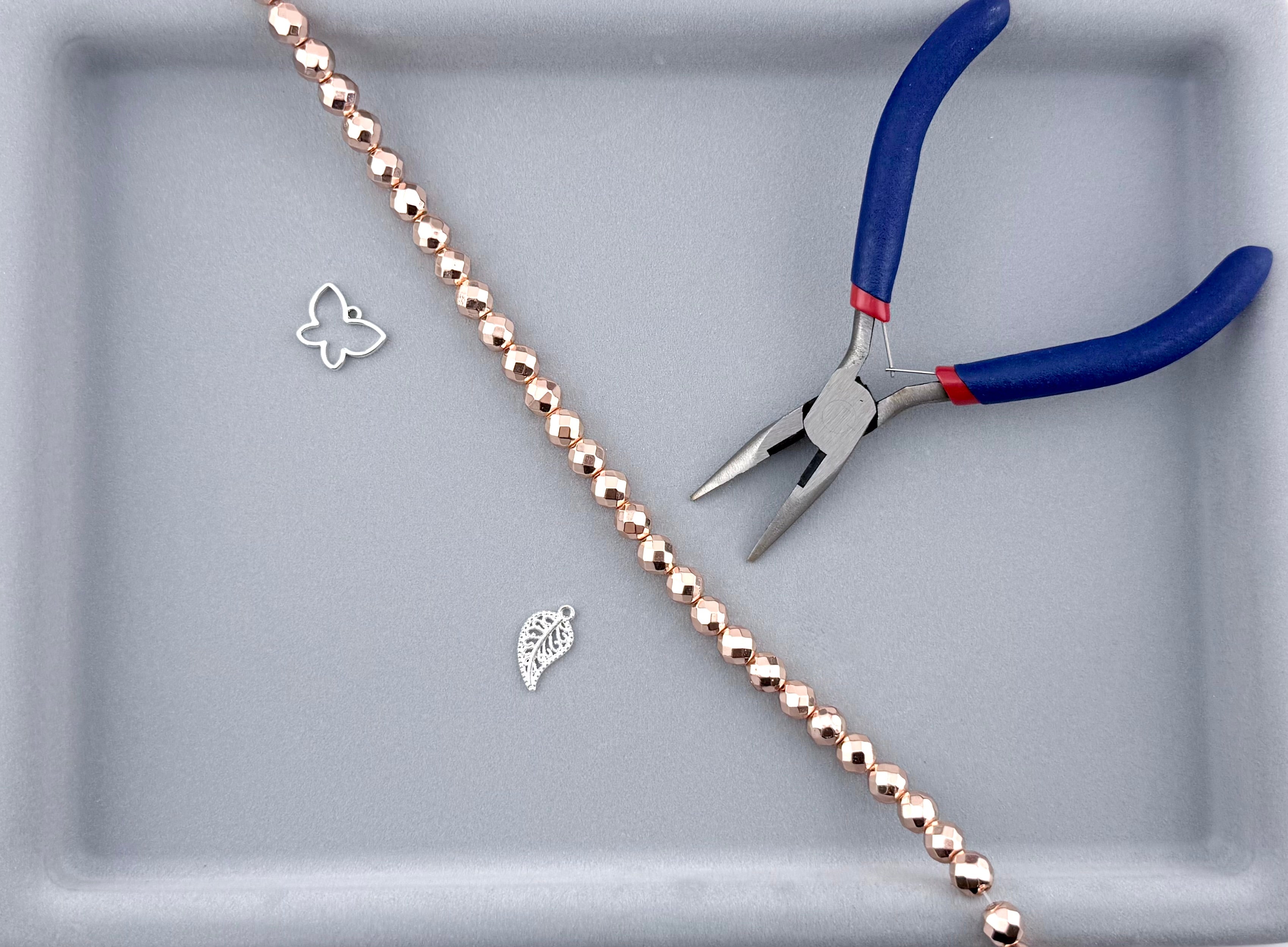 8mm Rose Gold Faceted Round Hematite Beads