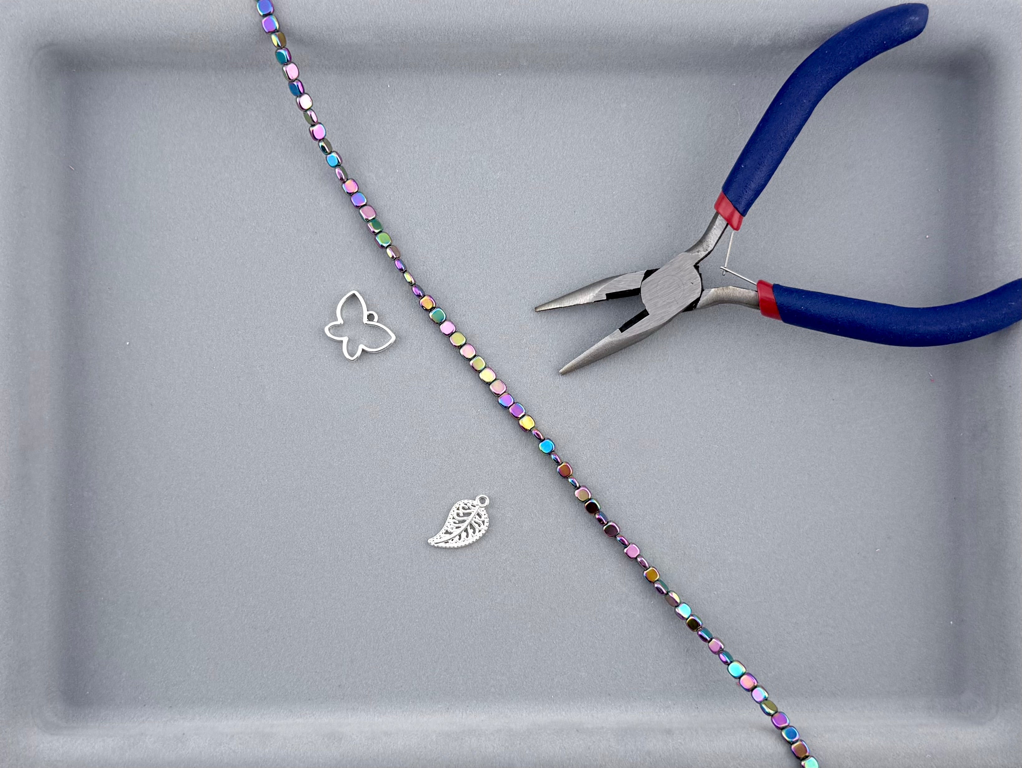 2x4mm Hematite Flat Rounded Square Rainbow