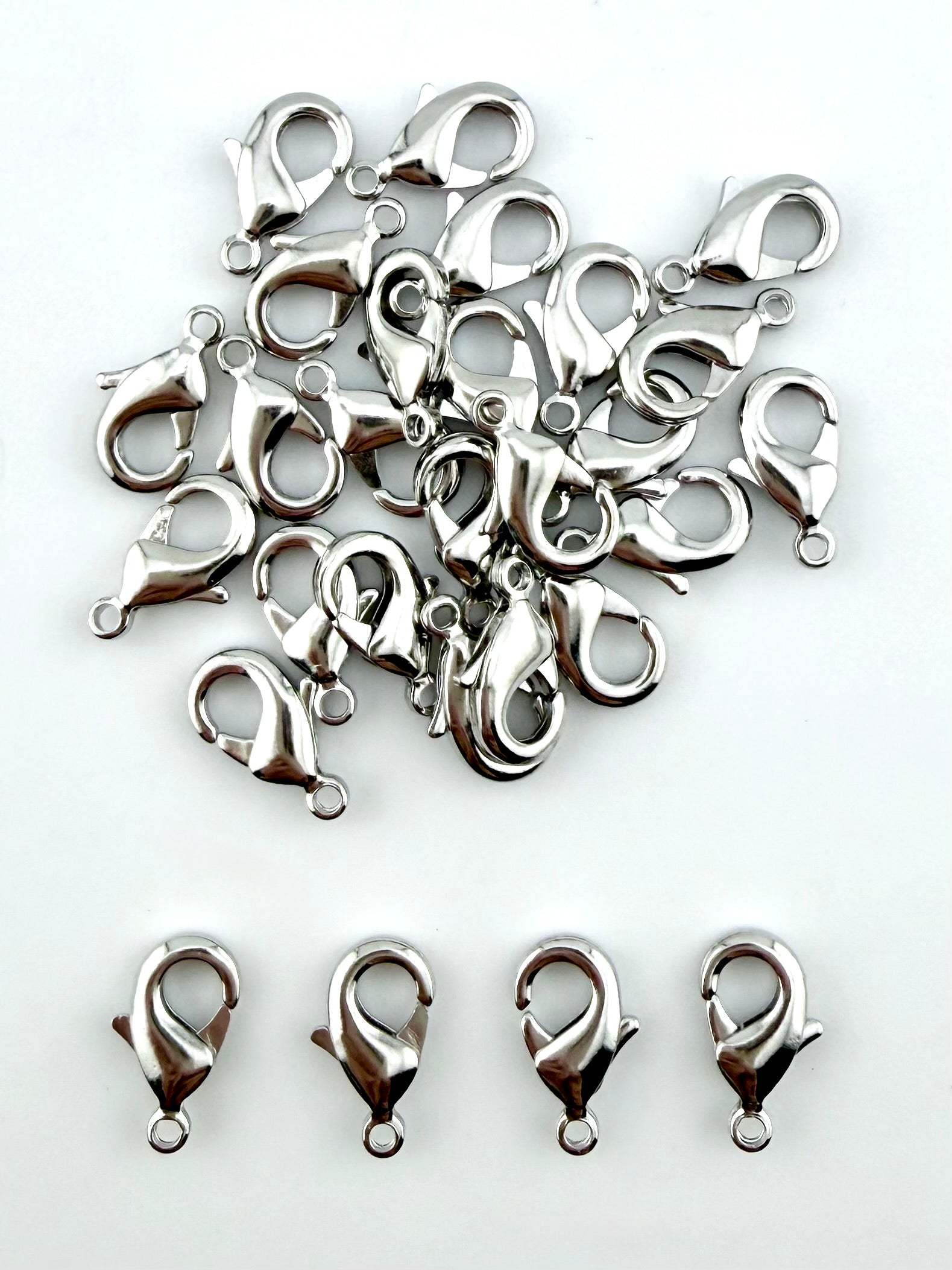 12mm Rhodium Lobster Clasp