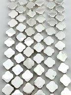 3x8mm Clover Hematite Beads Silver
