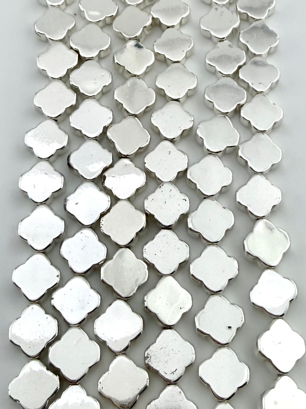 3x8mm Clover Hematite Beads Silver