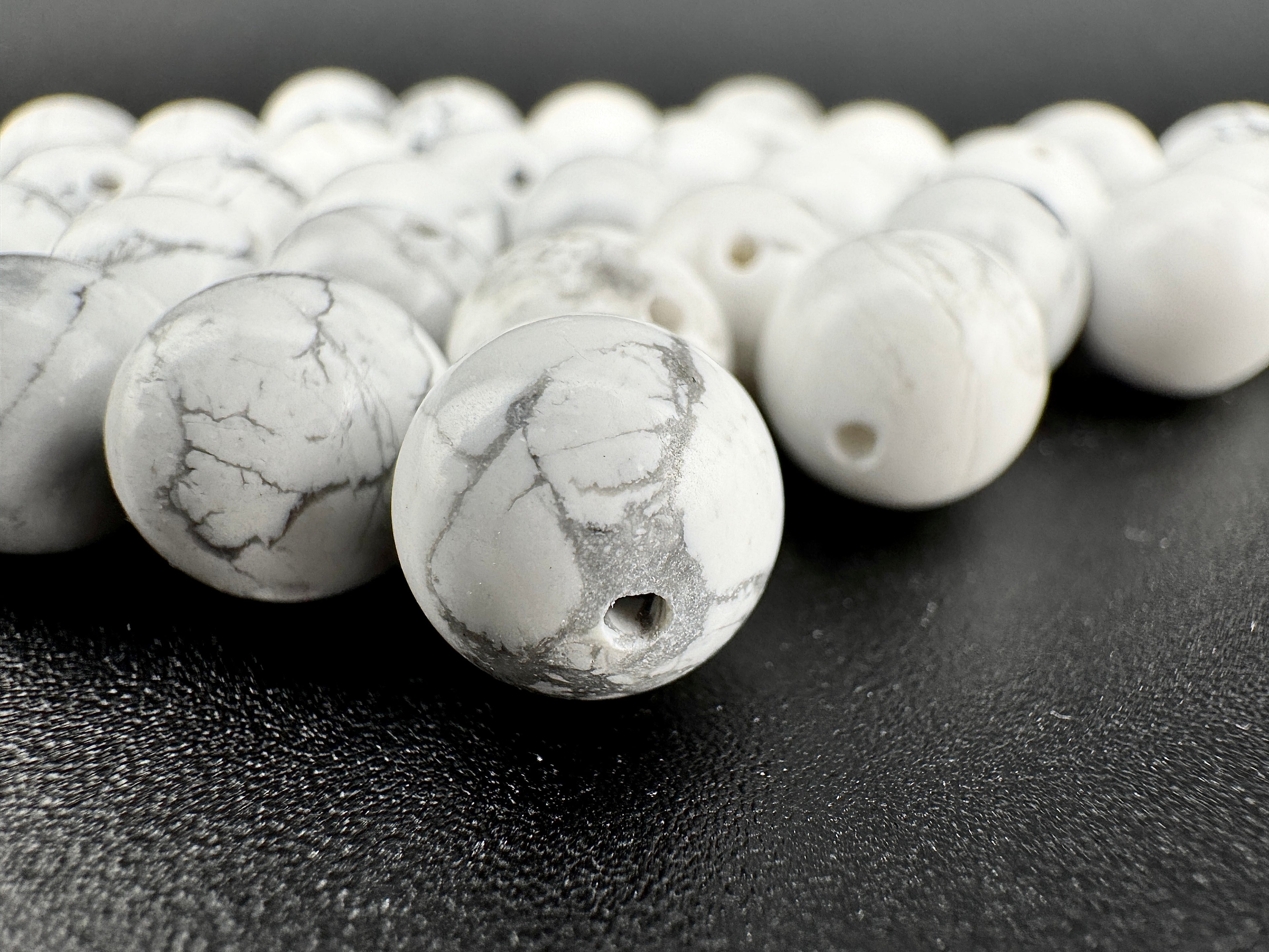 White Howlite Beads Available in 4mm, 6mm, 8mm, 10mm, 14mm Sizes