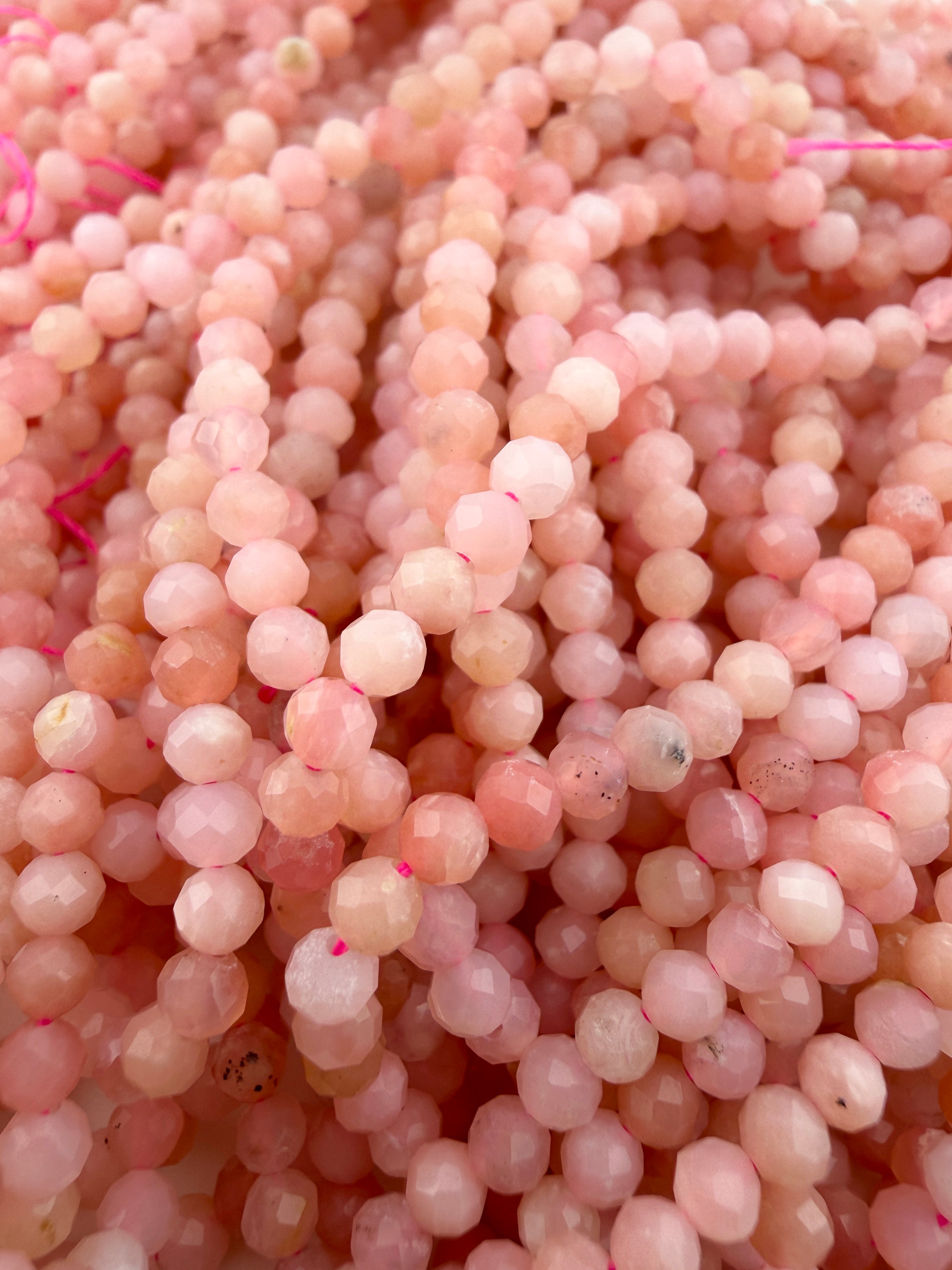 3.3mm Faceted Pink Opal Beads