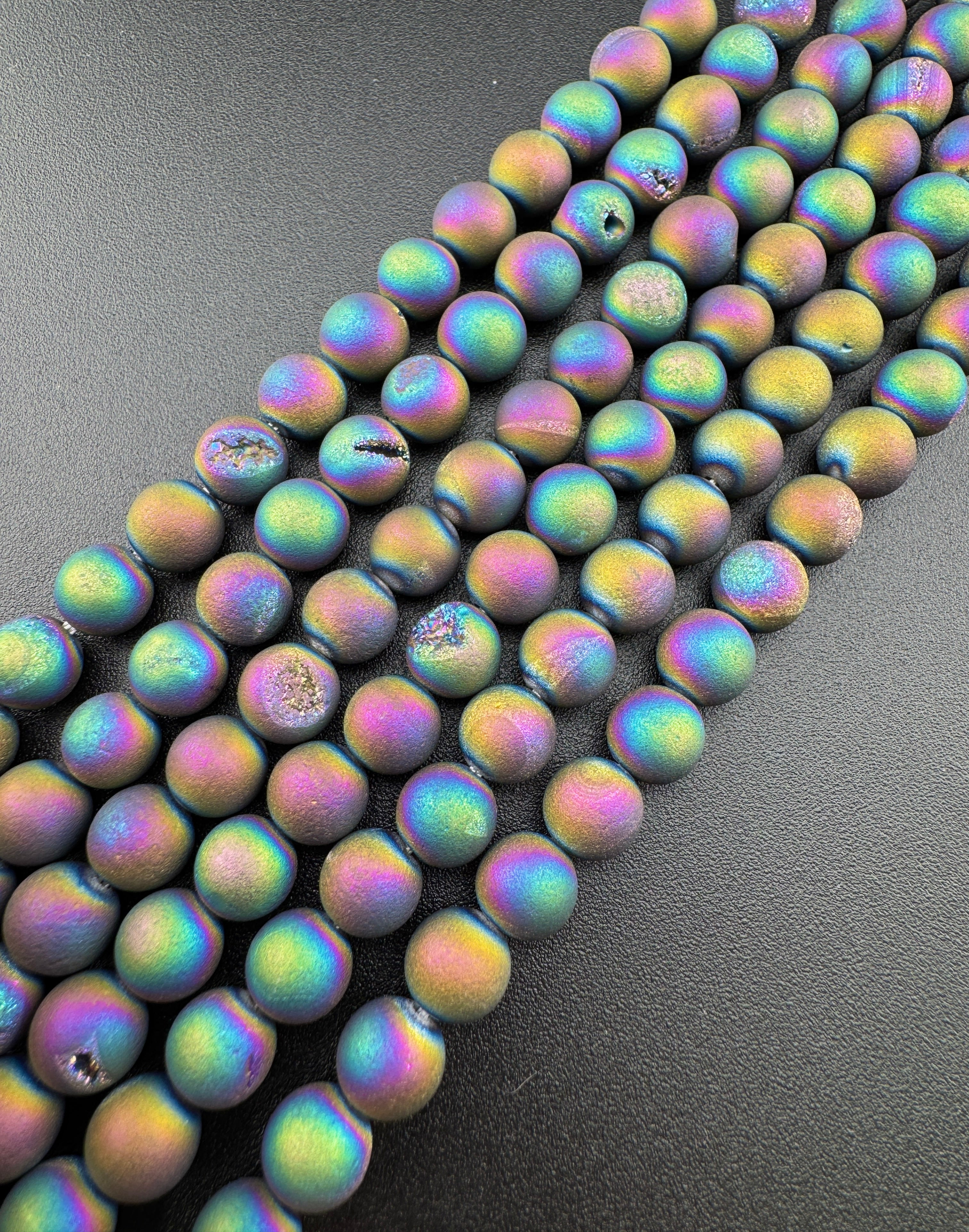 Rainbow Druzy Beads Available in 6mm, 8mm Sizes