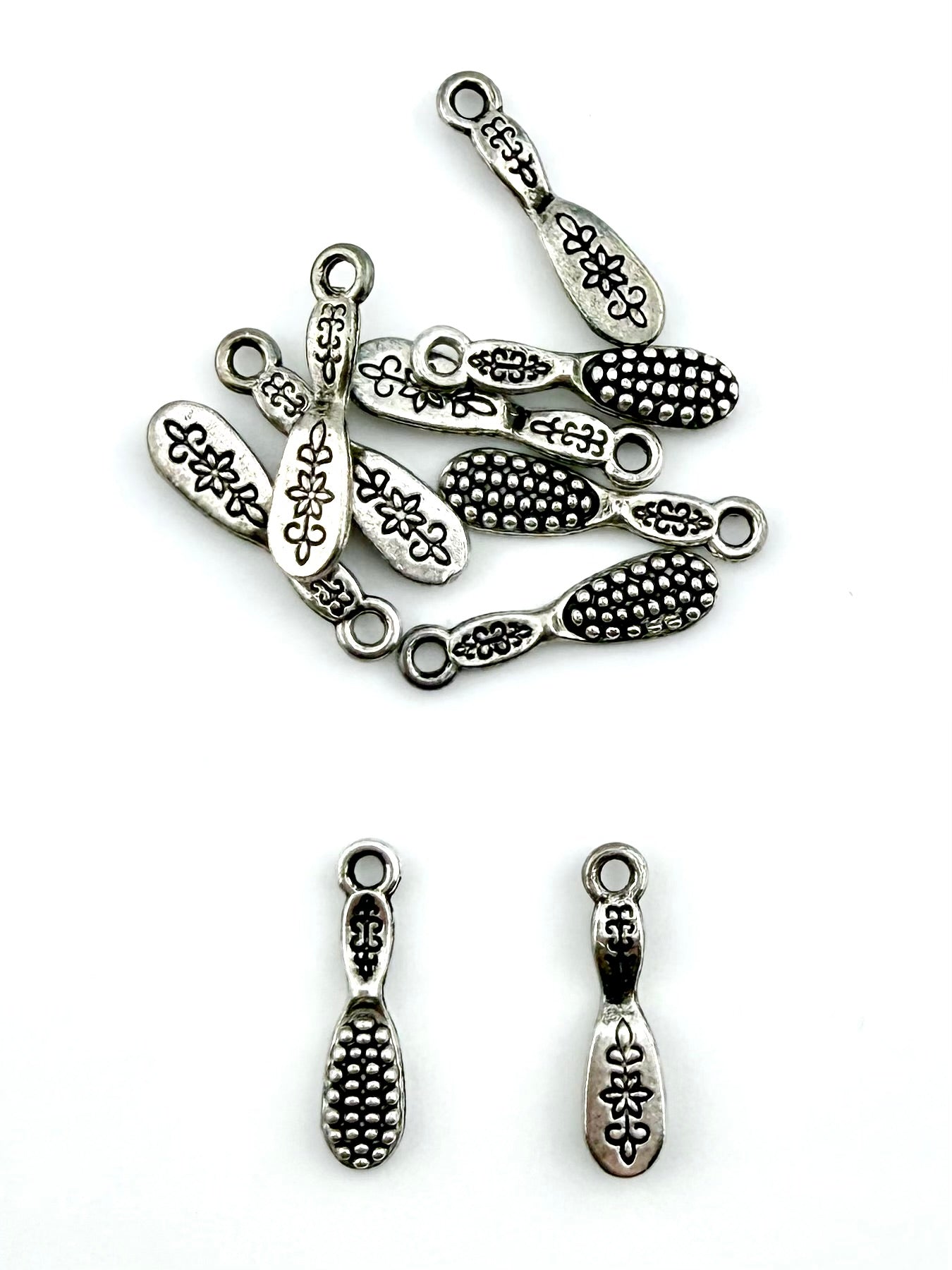 20mm Hair Brush Charm Rhodium