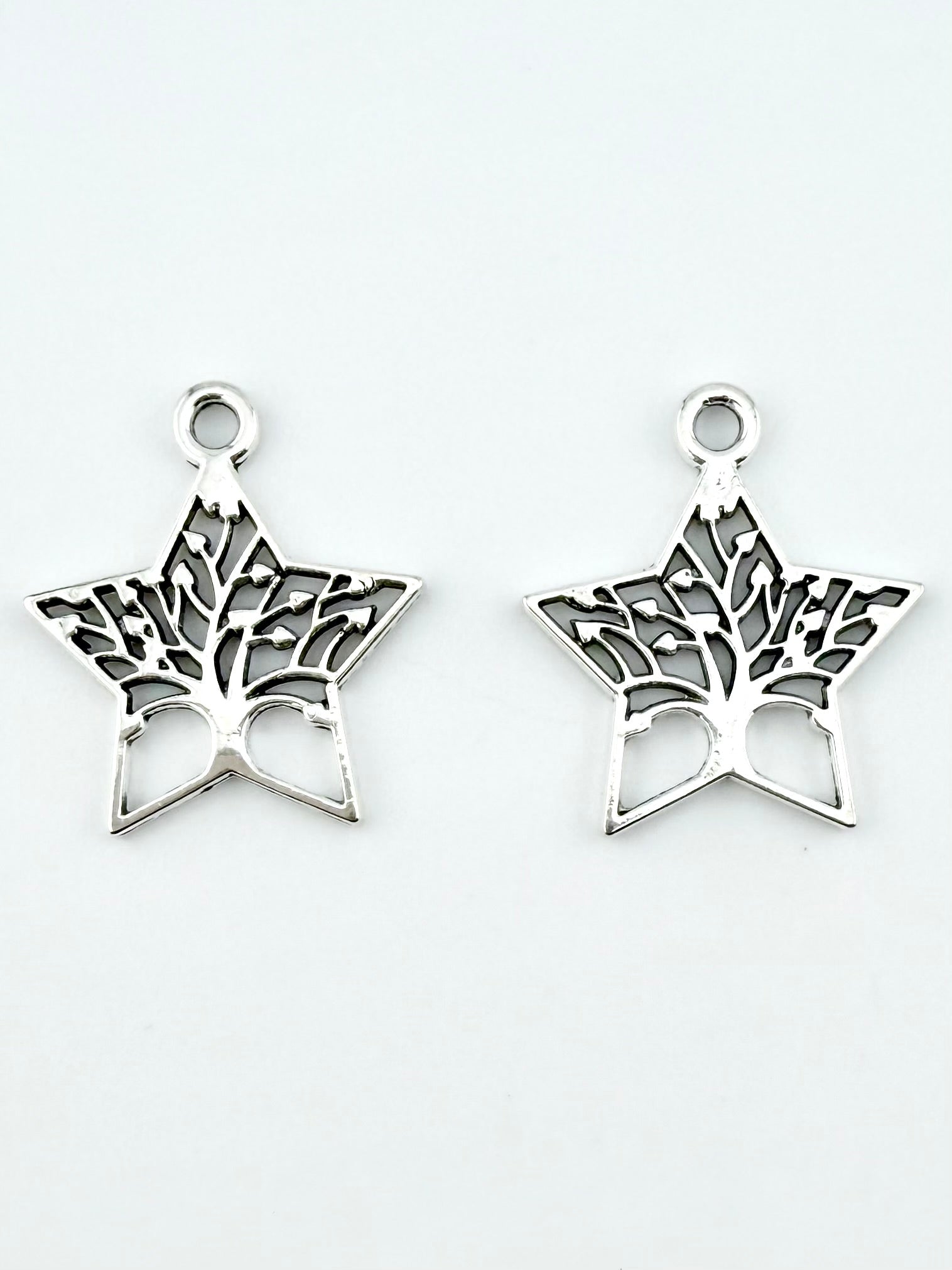 23mm Star Tree Of Life Charm Rhodium