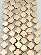 3x8mm Clover Hematite Beads Gold