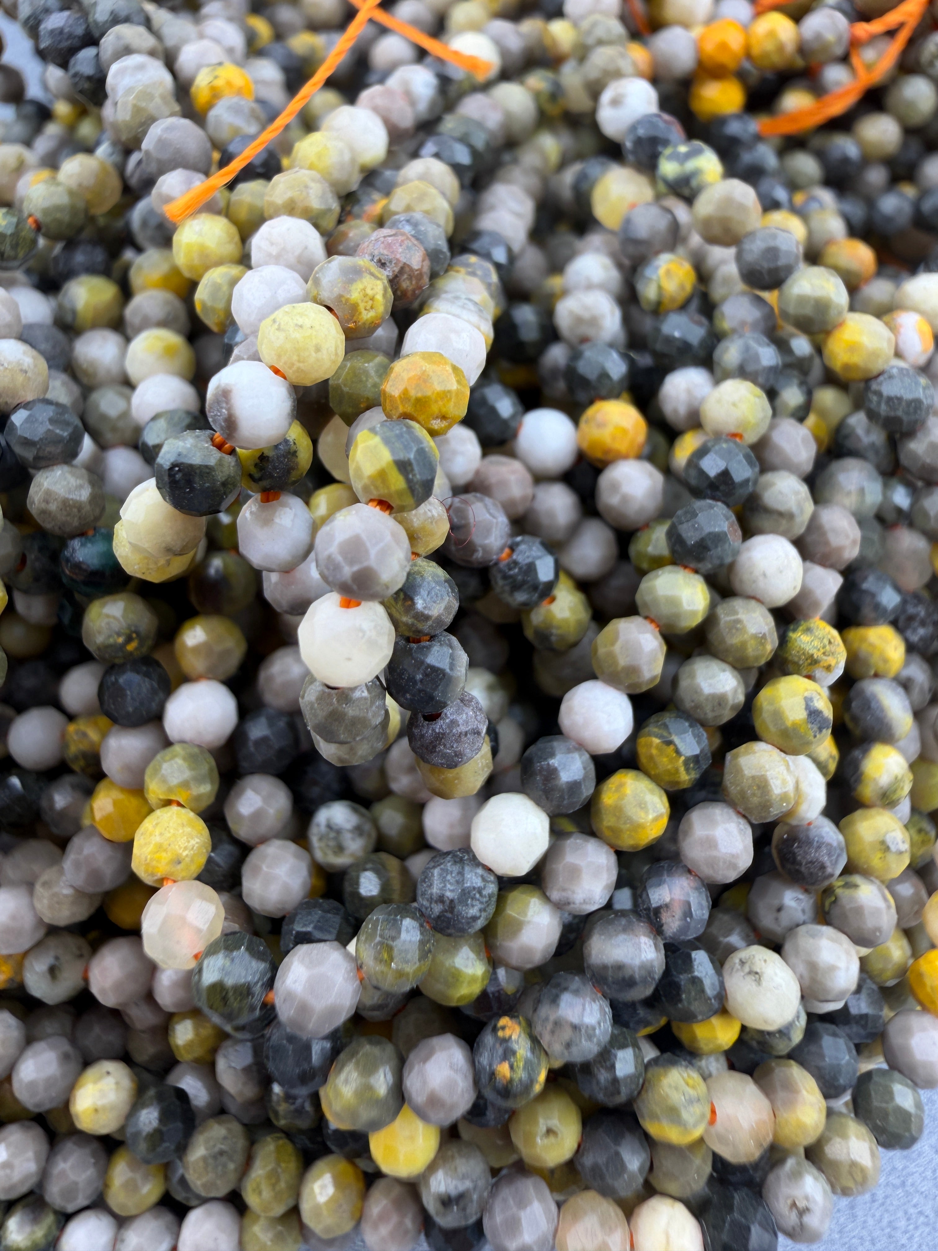 3mm Faceted Bumble Bee Jasper Beads