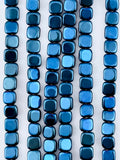 2.5x6mm Hematite Flat Rounded Square Metallic Blue