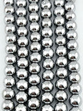 8mm Round Hematite Beads Rhodium