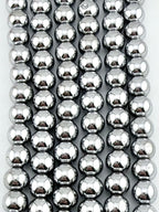 8mm Round Hematite Beads Rhodium