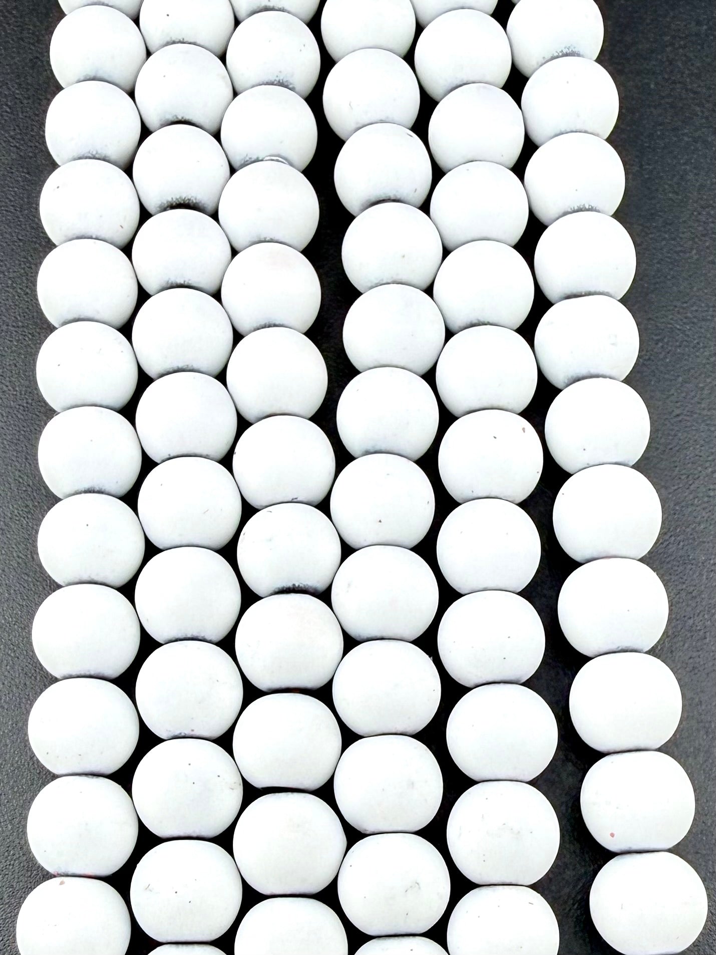 8mm Round Hematite Matte Coat White