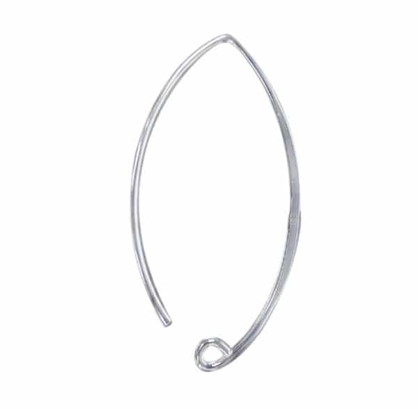 925 Sterling Silver V Shape Ear Wire ,47.5x 24.5mm / Pair
