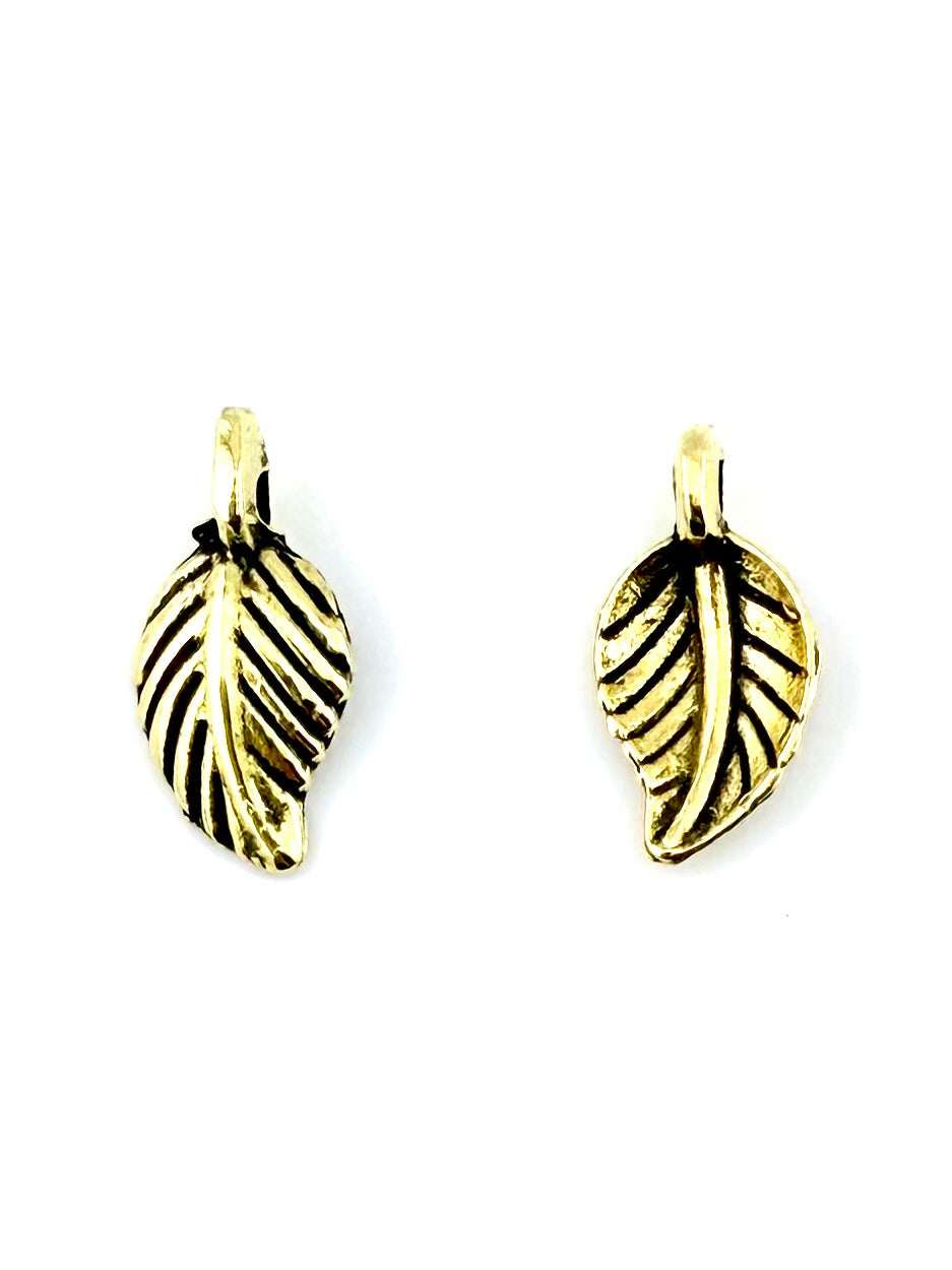 15mm Leaf Charm Antique Gold