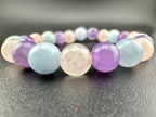 Amethyst Rose Quartz Aquamarin Trio Bead Available in 6mm, 8mm sizes