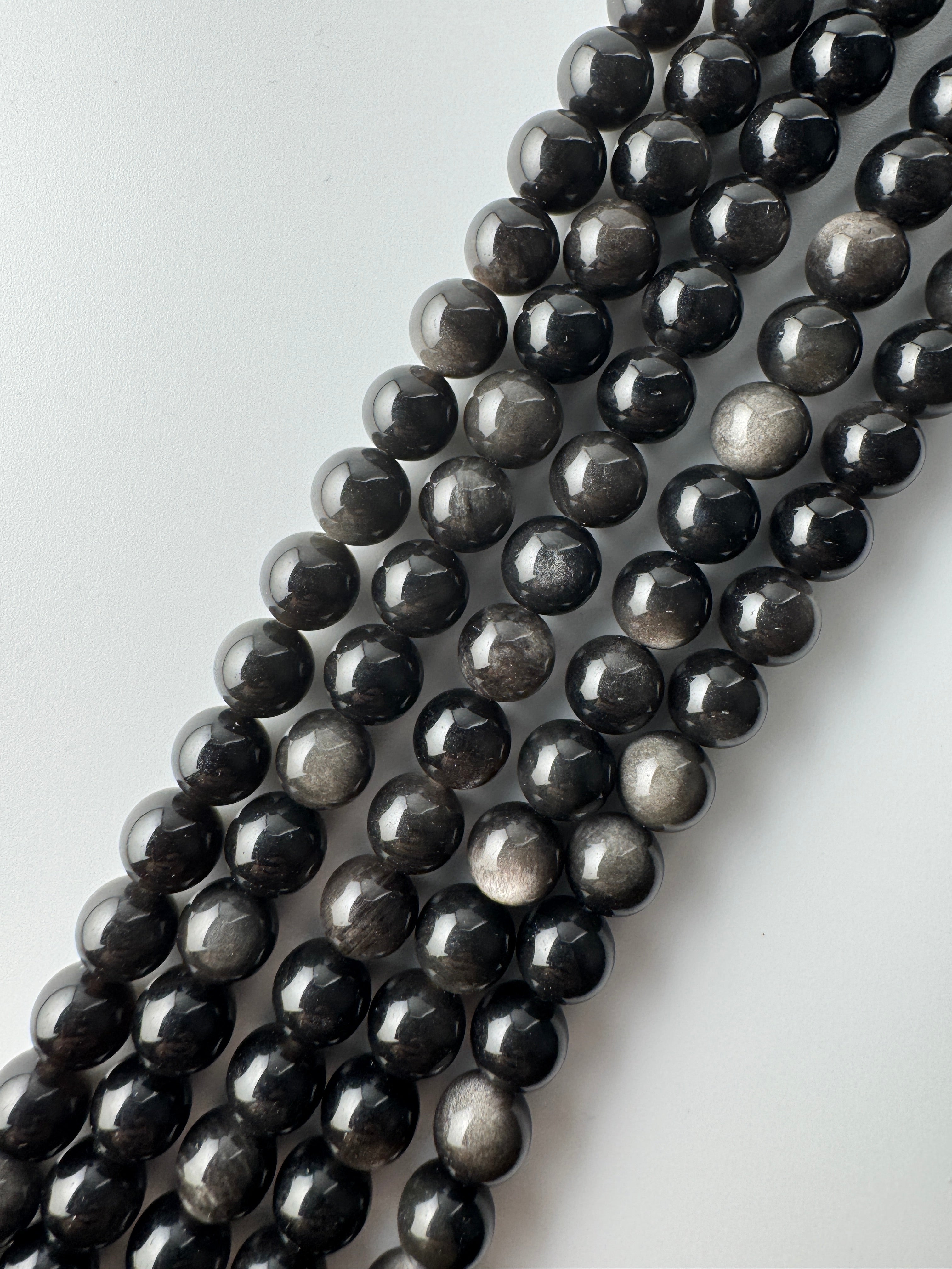 Silver Obsidian Beads Available in 6mm, 8mm, 10mm, 14mm Sizes
