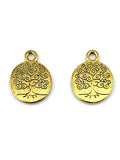 19mm Tree Of Life Coin Charm Yellow-Gold