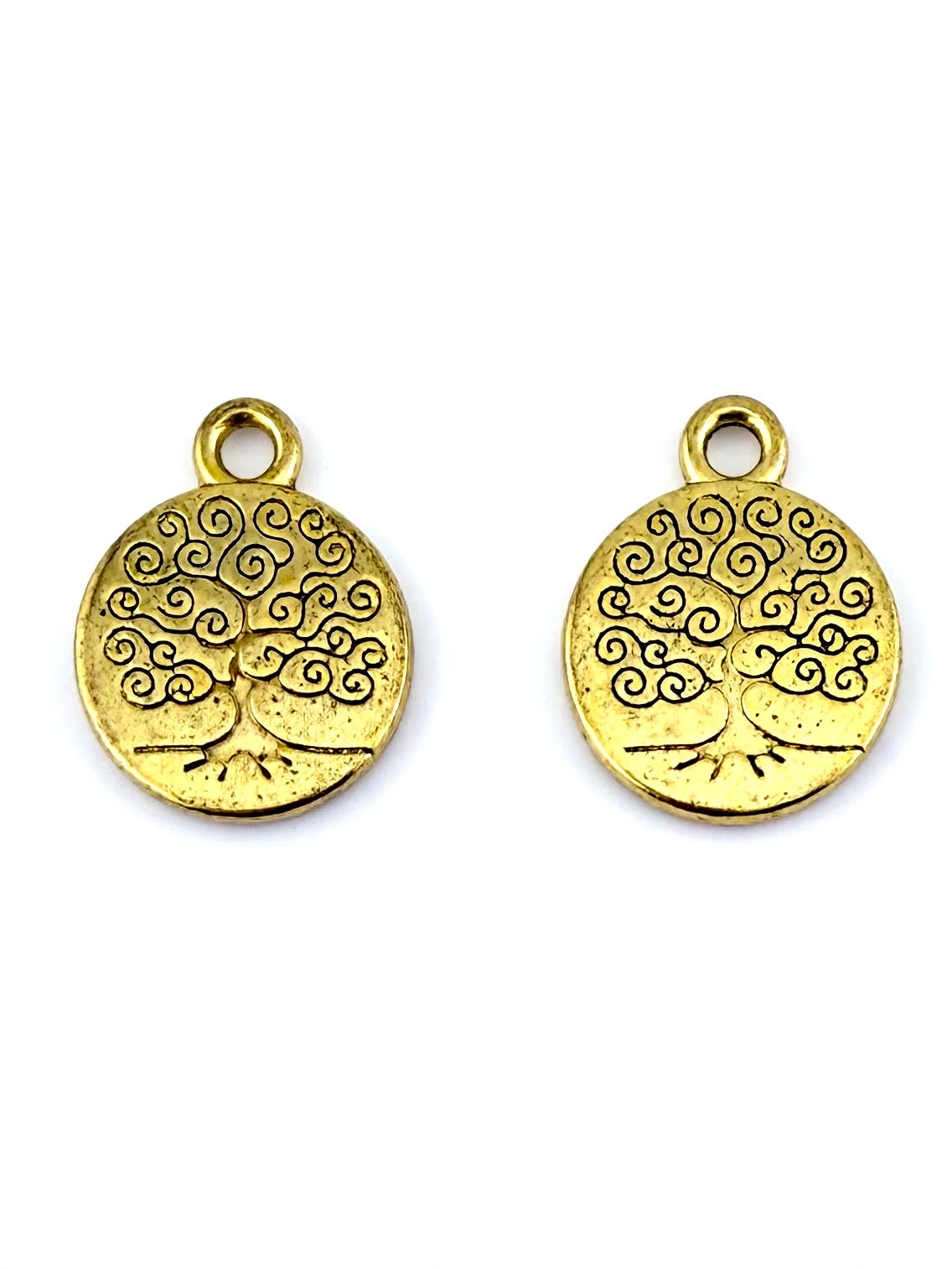 19mm Tree Of Life Coin Charm Yellow-Gold