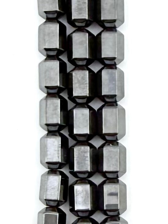6x8mm Hematite Faceted Column Beads